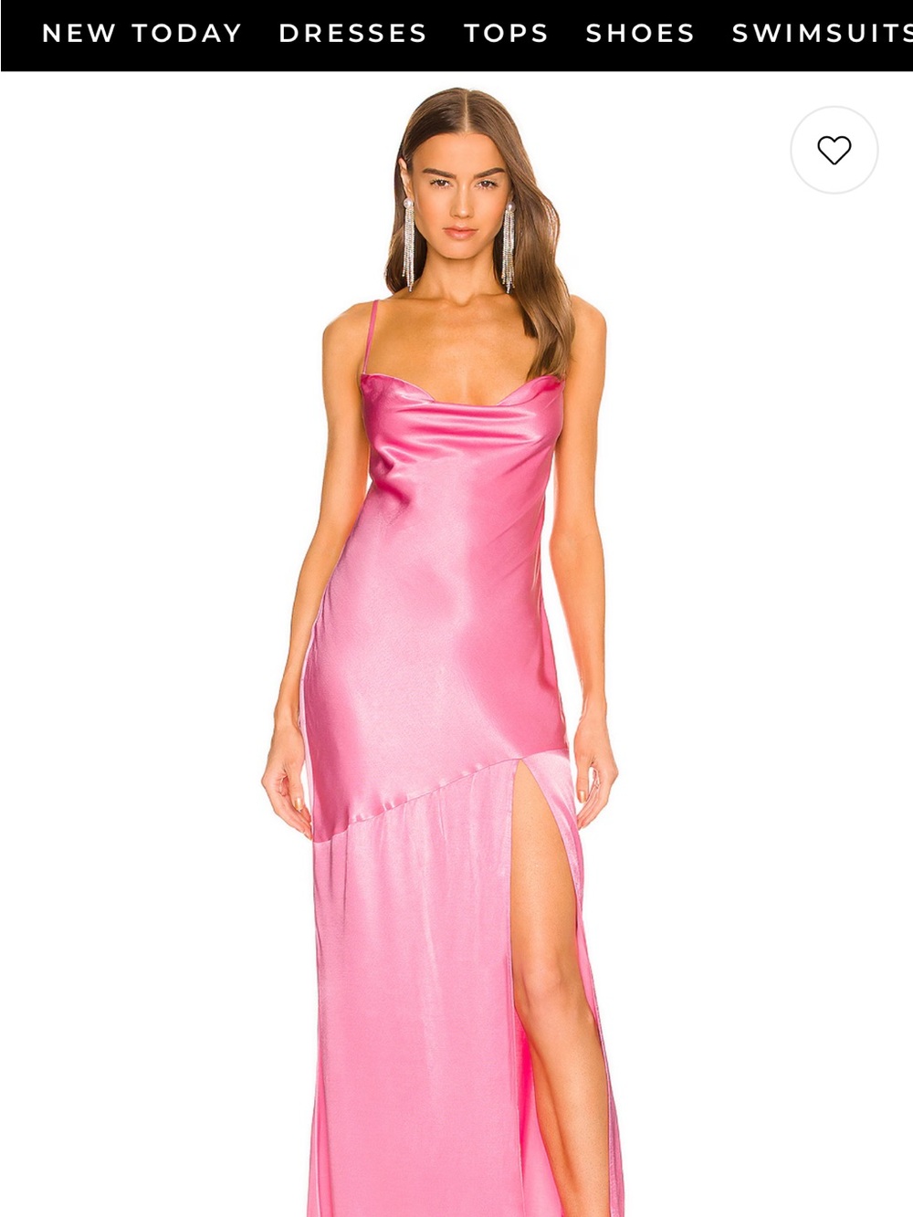Michael Costello x Revolve Hot Pink Satin Slip Dress with Cowl Neck